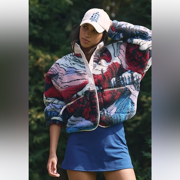 Free People Hit The Slopes Printed Fleece Jacket Size XL NWT - Picture 1 of 16